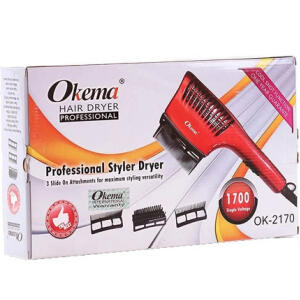 مجفف الشعر الاحترافي OKEMA OK-2170 – مع 3 ملحقات للتصفيف
